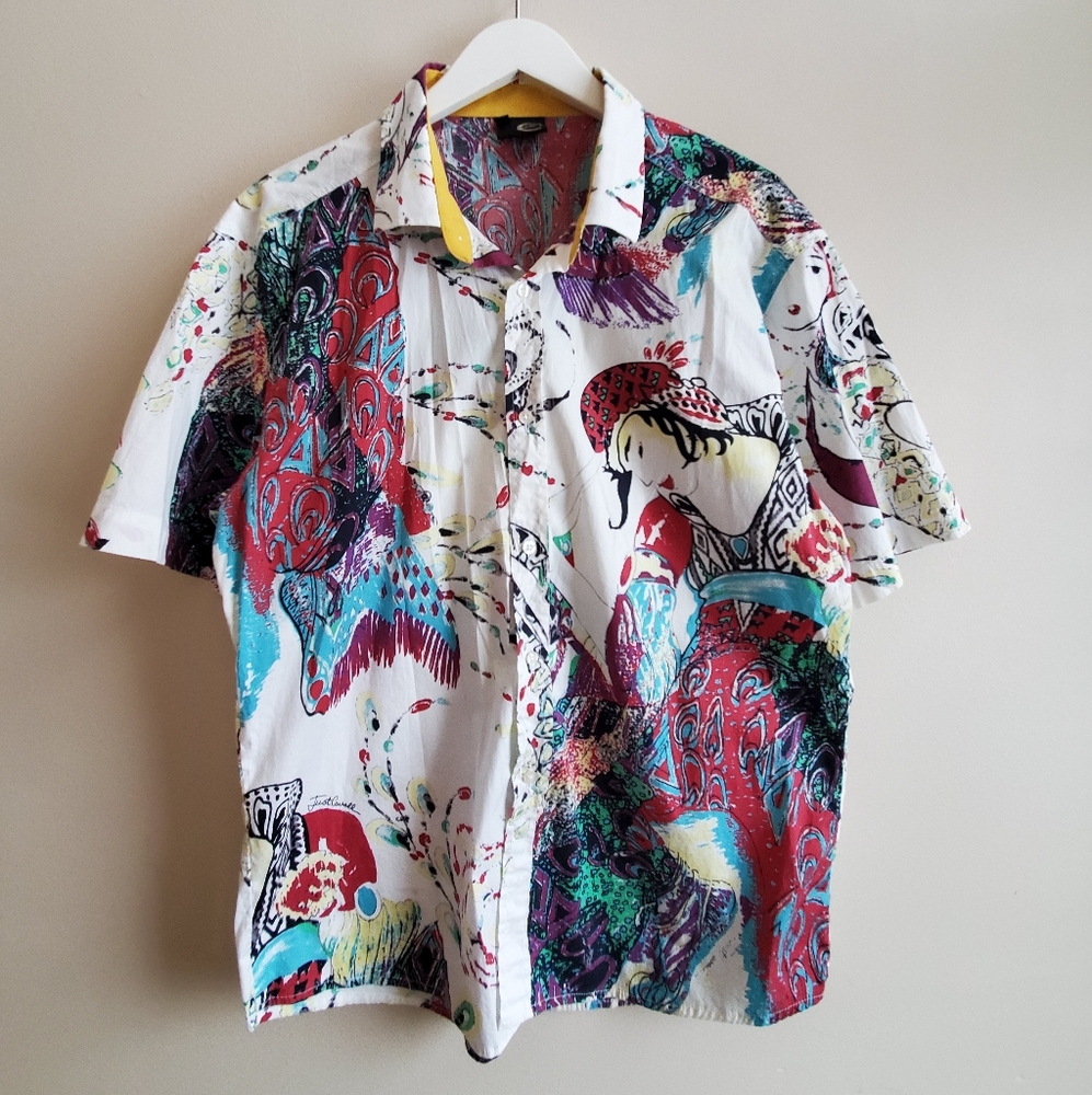 Just Cavalli Short Sleeve Casual Button-Down Shirts for Men US38